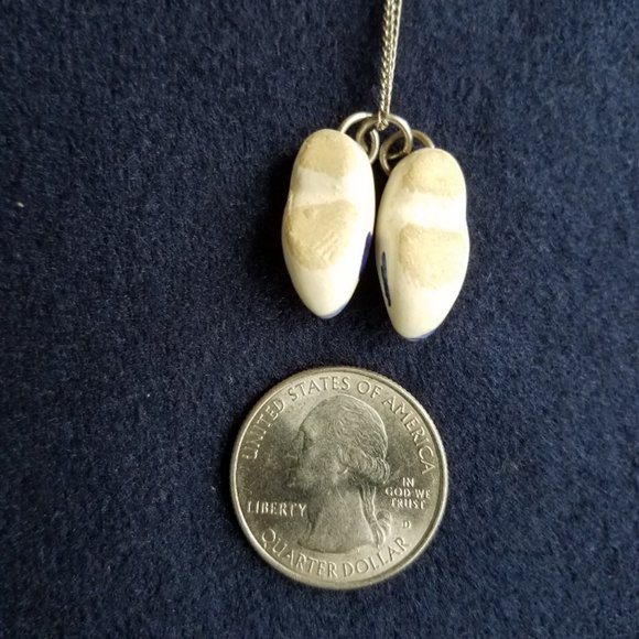 Vintage Blue Delft Porcelain Necklace/Dutch Clogs Pendant - Picture 5 of 6